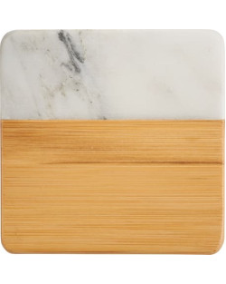 Ensemble de dessous de verre en marbre et bambou