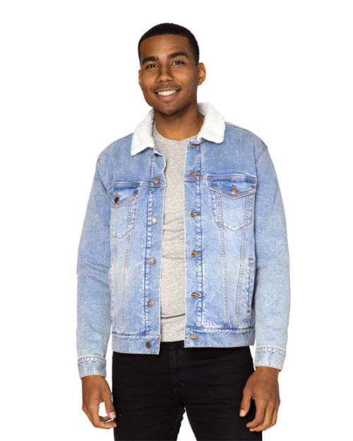 Manteau unisexe en denim doublé de sherpa
