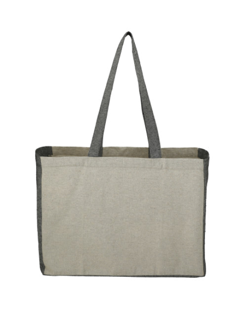 Cabas en coton recyclé contrasté sur le côté